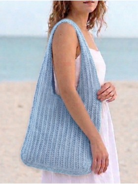Solid Color Crochet Beach Tote Bag